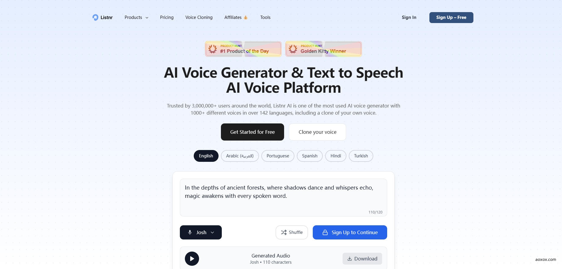 ListnrAI语音生成平台官网