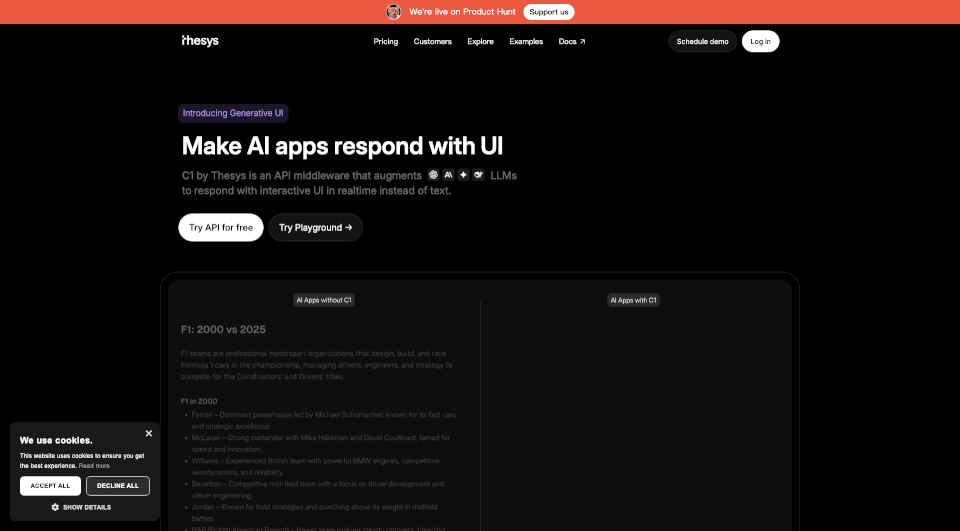 ThesysC1:实时生成动态AI前端界面的最佳选择